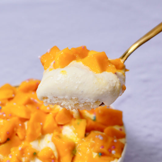 Alphonso mango and vanilla tiffin cake