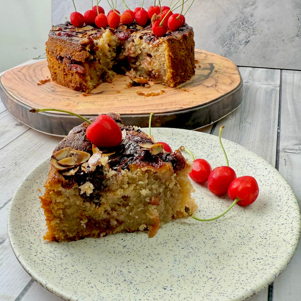Cherry and almond chocolate loaf cake
