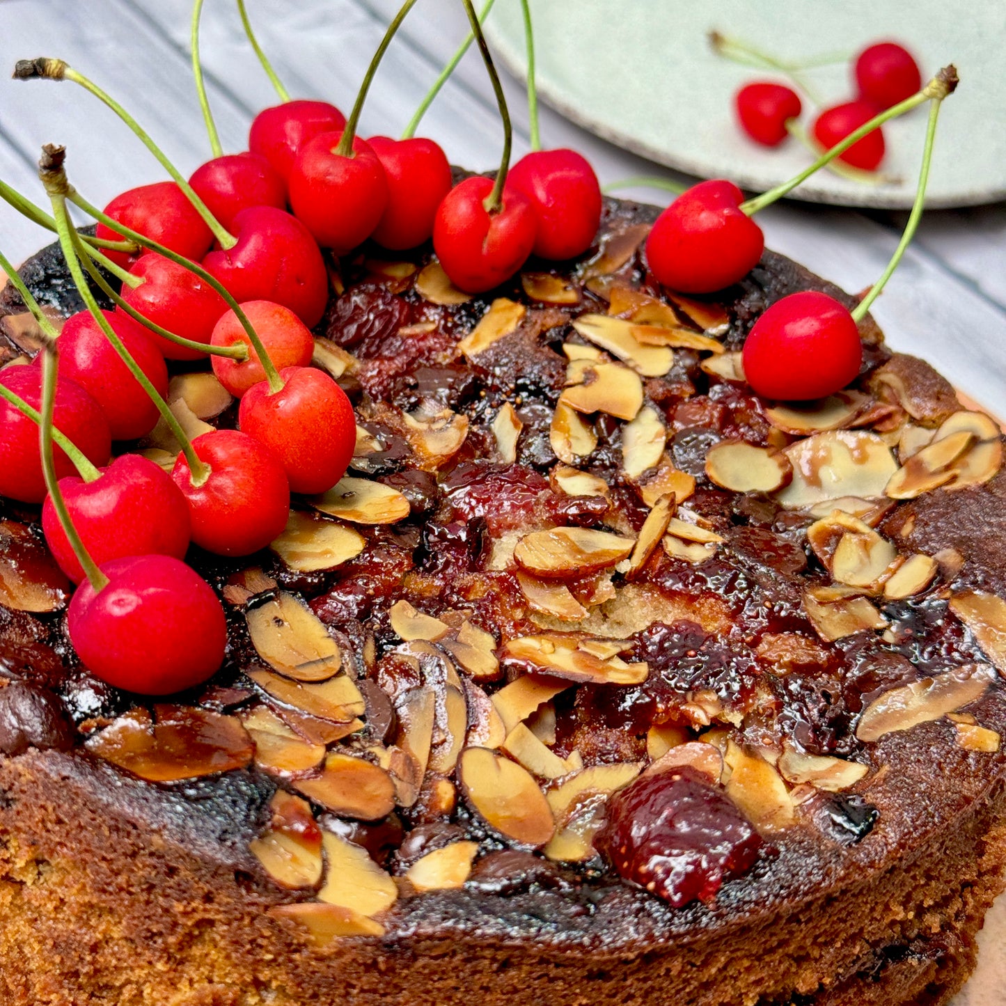 Cherry and almond chocolate loaf cake
