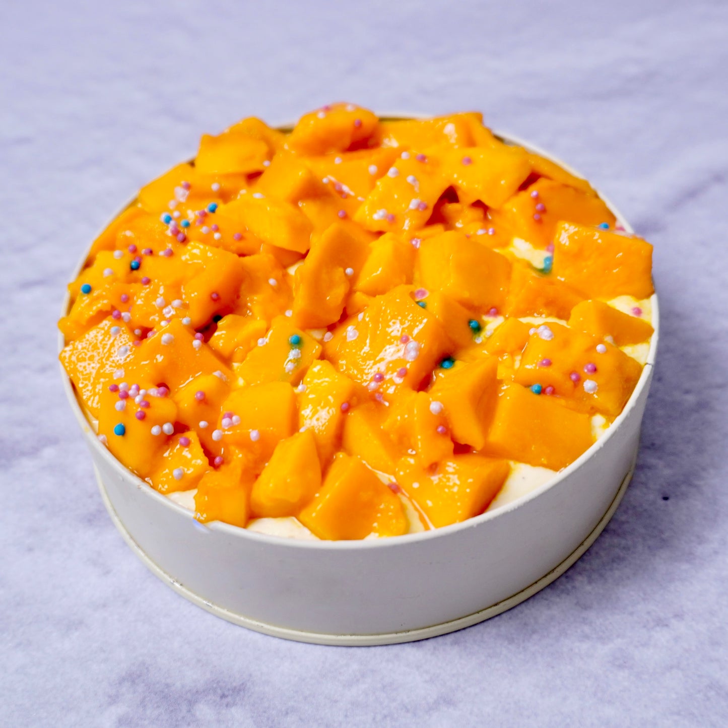 Alphonso mango and vanilla tiffin cake