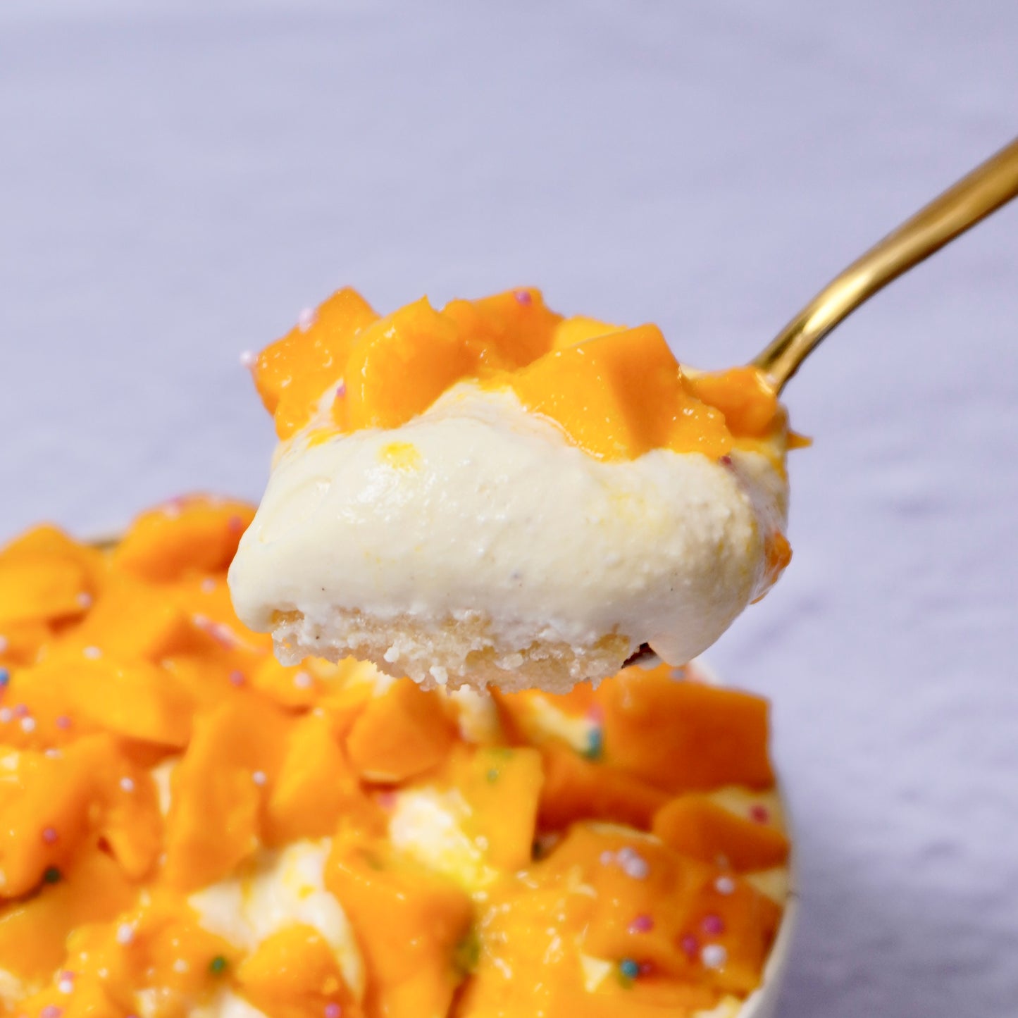 Alphonso mango and vanilla tiffin cake