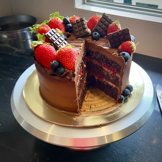 Mixed berries chocolate tall layer cake