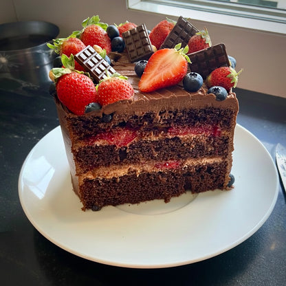 Mixed berries chocolate tall layer cake
