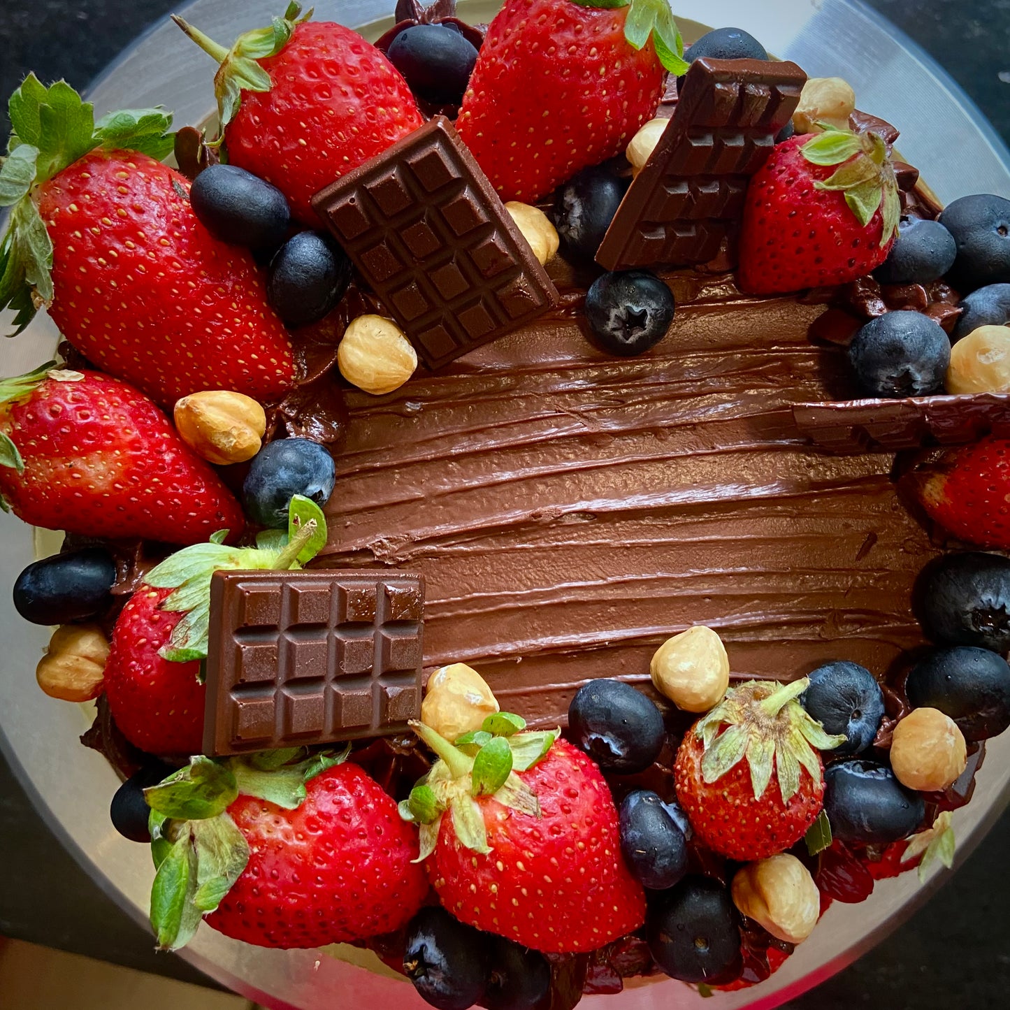Mixed berries chocolate tall layer cake