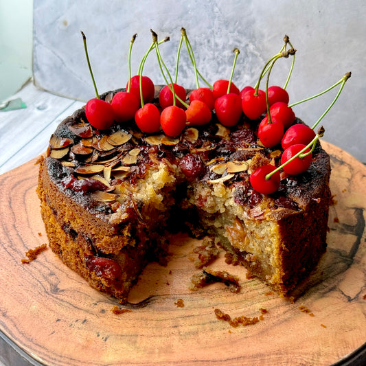 Cherry and almond chocolate loaf cake
