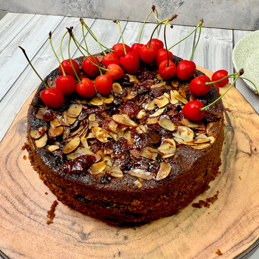 Cherry and almond chocolate loaf cake